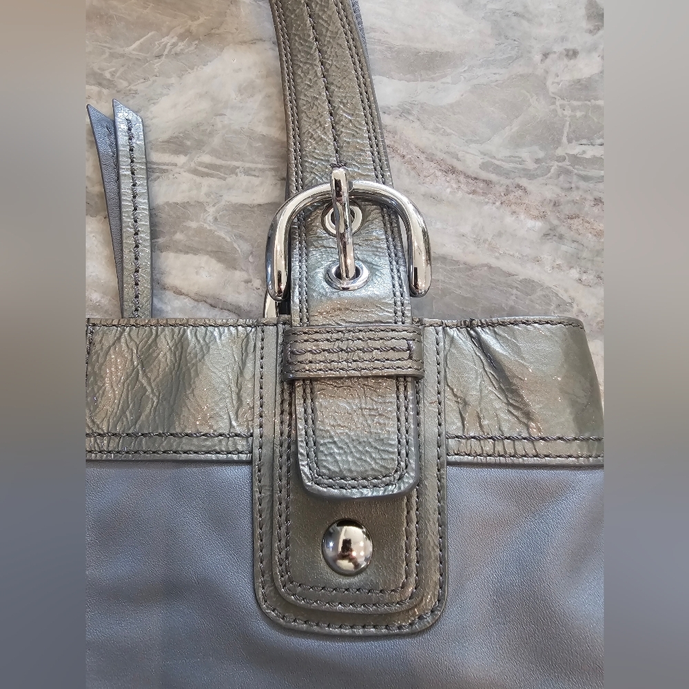Coach Gray Leather Tote F15045 Shoulder Bag – Full Grain Leather - Picture 9 of 16